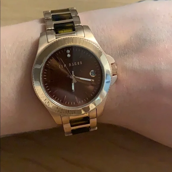 Rose gold ted baker watch super cute TED BAKER Pink & Rose Gold Embellished Leather Strap Watch  main image 3